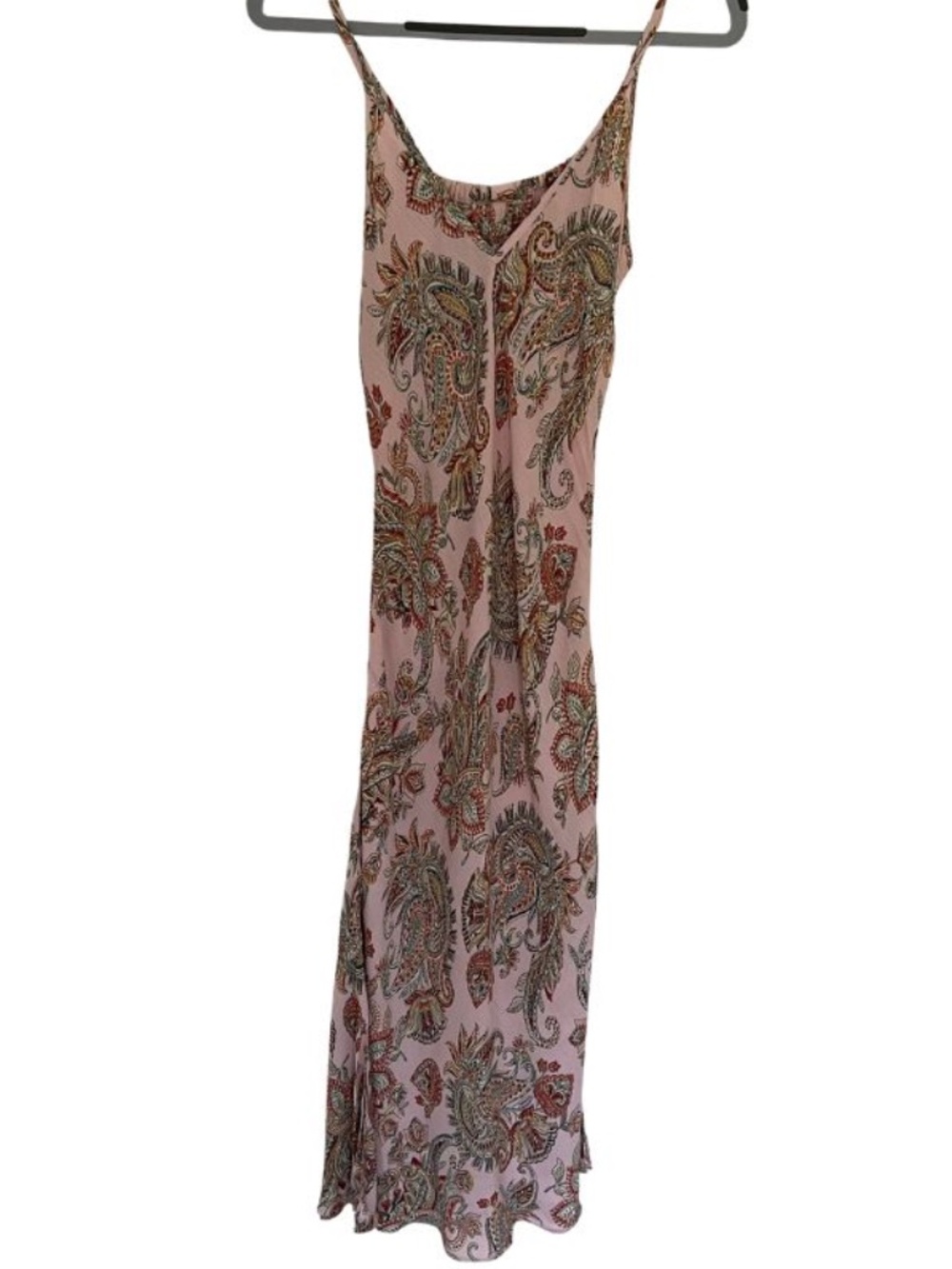 Angie Pink Paisley Boho Midi Dress Pink Floral Slip Dress Size M Fits Like XS/S - Picture 2 of 10